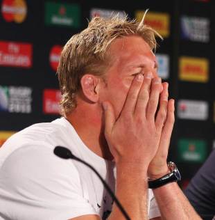England captain Lewis Moody expresses his disappointment in the post-match press conference