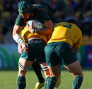 South Africa's Victor Matfield gets stopped in his tracks