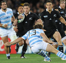 Argentina's Marcelo Bosch lines up New Zealand winger Cory Jane