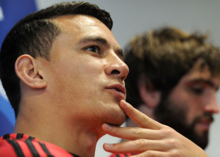 New Zealand utility back Sonny Bill Williams muses over media questions in Auckland, New Zealand, October 12, 2011. 