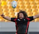 Wales' Adam Jones controls a ball during training