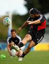 New Zealand's Piri Weepu knocks over a place kick