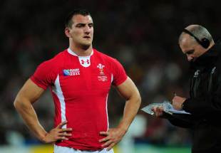 Wales skipper Sam Warburton leaves the field after being sent off, Wales v France, Rugby World Cup semi-final, Eden Park, Auckland, New Zealand, October 15, 2011