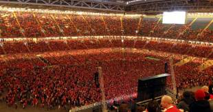 Welsh fans flock to the Millennium Stadium to watch the World Cup semi-final, Wales v France, Rugby World Cup, Millennium Stadium, Cardiff, October 15, 2011