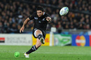 New Zealand's Piri Weepu hammers a penalty