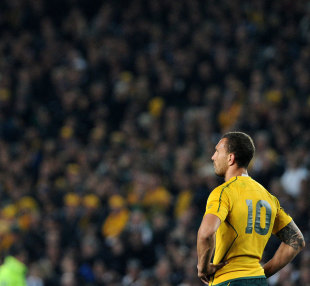 Wallabies fly-half Quade Cooper looks on, New Zealand v Australia, Rugby World Cup, Eden Park, Auckland, New Zealand, October 16, 2011