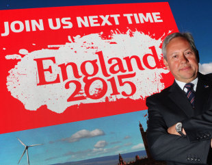 Paul Vaughan, chief executive of England RWC 2015, poses during the RWC 2015 launch, Cloud Party Central, Auckland, New Zealand, October 18, 2011