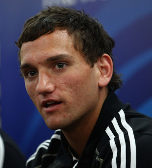 All Blacks fly-half Aaron Cruden faces the media, The Heritage Hotel, Auckland, New Zealand, October 18, 2011