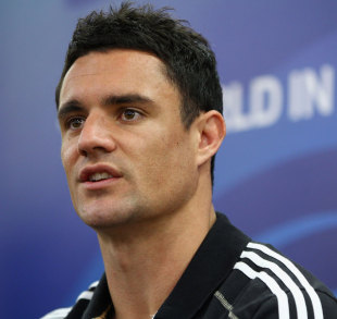 All Blacks fly-half Dan Carter talks to the press, The Heritage Hotel, Auckland, New Zealand, October 20, 2011