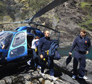 Julien Bonnaire and Pascal Pape arrive in style for some heli-fishing