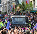 Richie McCaw is paraded through the streets with the Webb Ellis Cup