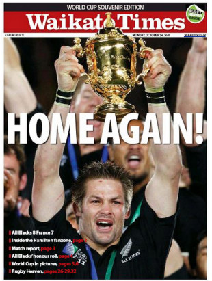The front page of the <I>Waikato Times</I>, October 24, 2011