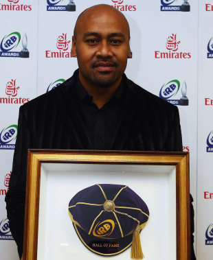 Former All Blacks winger Jonah Lomu is inducted into the IRB Hall of Fame, 2011 IRB Awards ceremony, Vector Arena, Auckland, New Zealand, October 24, 2011