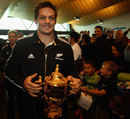 Richie McCaw arrives in Christchurch with the World Cup