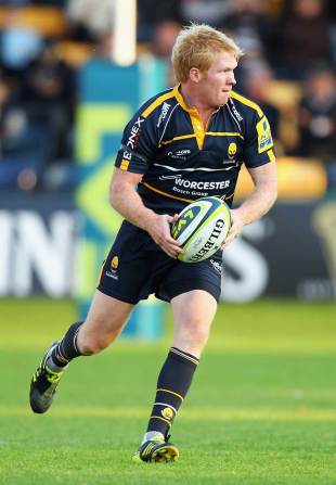 Worcester Warriors' Alex Crockett looks to shift the ball, Worcester Warriors v London Wasps, Anglo-Welsh Cup, Sixways Stadium, Worcester, England, October 15, 2011