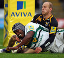 Northampton's Brian Mujati touches down for a try