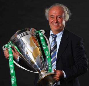 ERC chairman Jean-Pierre Lux poses with the Heineken Cup prior to the tournament's kick-off on Friday, Pavillon Royal, Paris, France, November 7, 2011

