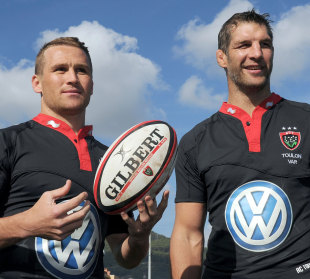 Matt Giteau and Simon Shaw are unveiled by Toulon, Toulon press conference, Stade Mayol, Toulon, France, November 14, 2011
