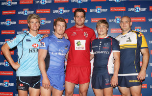 Australian Super Rugby teams model their new strips, Super Rugby naming rights announcement, Sydney, Australia, November 16, 2011