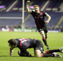 Edinburgh's Tom Visser touches down for a match-winning try