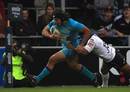 Exeter Chiefs' Josh Tatupu en route to crossing the tryline