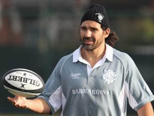 Barbarians skipper Victor Matfield watches on during training