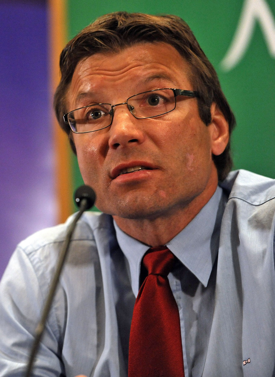 The Rugby Football Union's professional rugby director Rob Andrew addresses the media