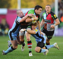 Harlequins' Seb Stegmann is shackled by the Newcastle defence