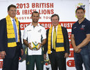 Australia's Quade Cooper and Wales' Gareth Delve join Victorian Premier Ted Baillieu and ARU chief John O'Neill
