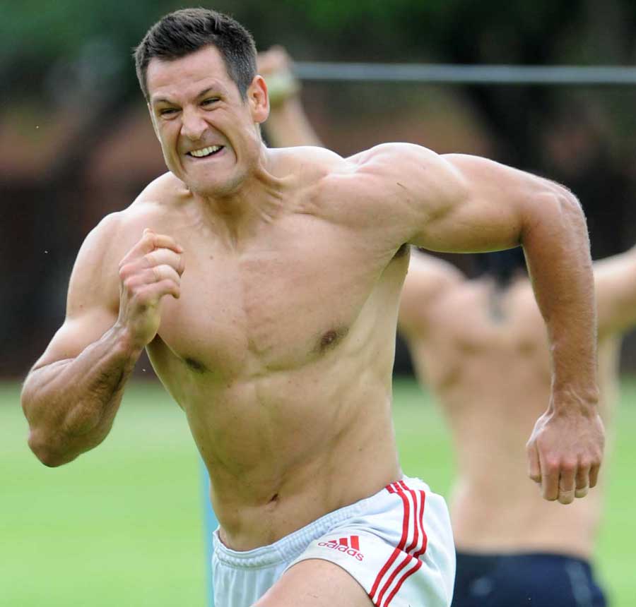 Bulls back-row Pierre Spies is put through his paces in pre-season training