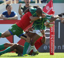 South Africa's Bernado Botha forces his way over for a try