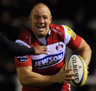 Gloucester's Mike Tindall goes on the charge against the Falcons, Newcastle Falcons v Gloucester, Aviva Premiership, Kingston Park, Newcastle, England, December 2, 2011