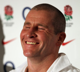Interim England coach Stuart Lancaster raises a smile, England press conference, Twickenham, England, December 8, 2011