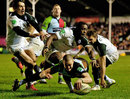 Quins' Mike Brown dives over to score a try
