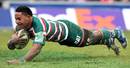 Leicester Tigers' Manu Tuilagi dives over the whitewash