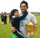 Piri Weepu shows off the World Cup trophy