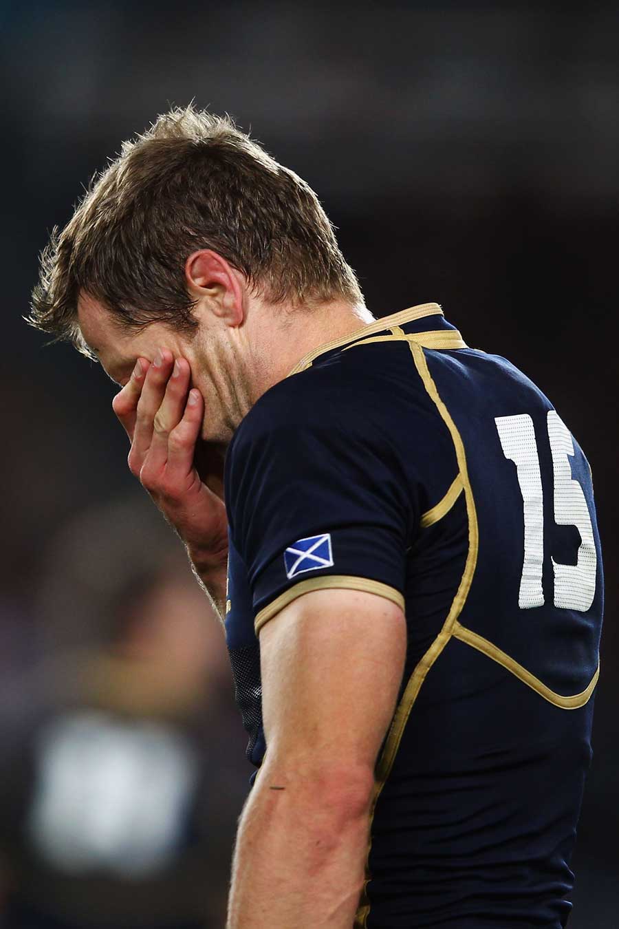 Chris Paterson struggles to contain his emotions after Scotland's exit from the World Cup