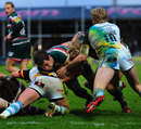 Leicester lock Louis Deacon drives his way over