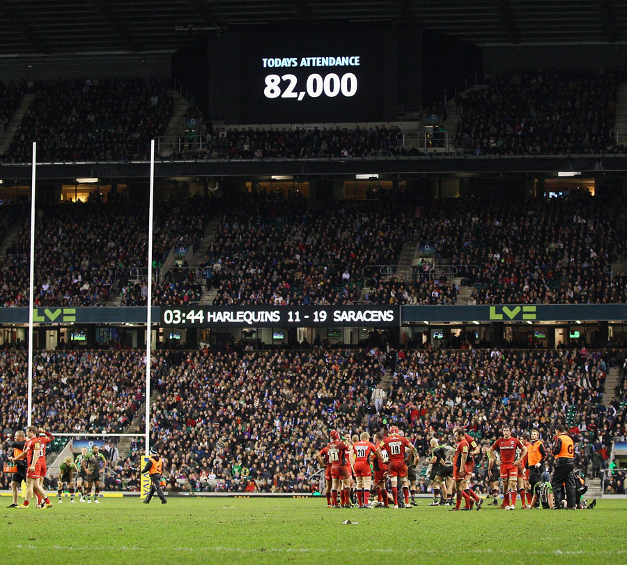 A record crowd watch Harlequins tackle Saracens