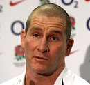 England interim head coach Stuart Lancaster chats to the press