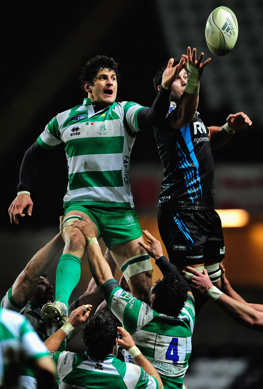 Treviso's Alessandro Zanni competes for a lineout
