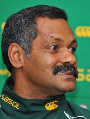 Peter de Villiers speaks during the Springboks press conference held at the Royal Garden Hotel in London, England on November 17, 2008.