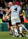 Wasps' Dom Waldouck feels the force of the Bordeaux Begles defence
