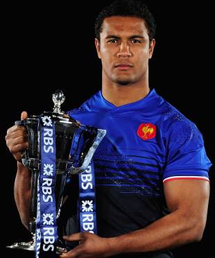 France skipper Thierry Dusautoir poses with the Six Nations trophy, Six Nations launch, Hurlingham Club, London, January 25, 2012