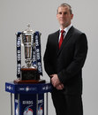 Stuart Lancaster poses with the Six Nations silverware