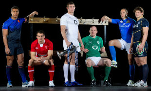 France's Thierry Dusautoir, Wales' Sam Warburton, England's Tom Wood, Ireland's Paul O'Connell, Italy's Sergio Parisse and Scotland's Ross Ford, Six Nations Launch, Hurlingham Club, London, England, January 25, 2012
