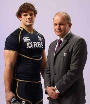 Scotland captain Ross Ford and coach Andy Robinson, Six Nations Launch, Hurlingham Club, London, England, January 25, 2012