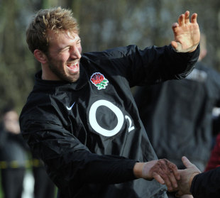 Chris Robshaw engages with fans, England training session, University of Leeds Playing Fields, Weetwood, Leeds, England, January 27, 2012