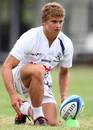 The Sharks' Pat Lambie lines up a shot at the posts