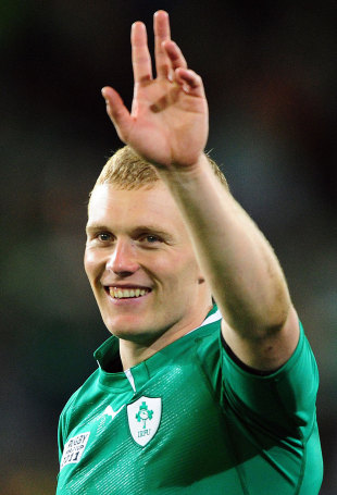 Ireland's Keith Earls acknowledges the crowd, Ireland v Italy, Rugby World Cup, Otago Stadium, Dunedin, Ireland, October 2, 2011
